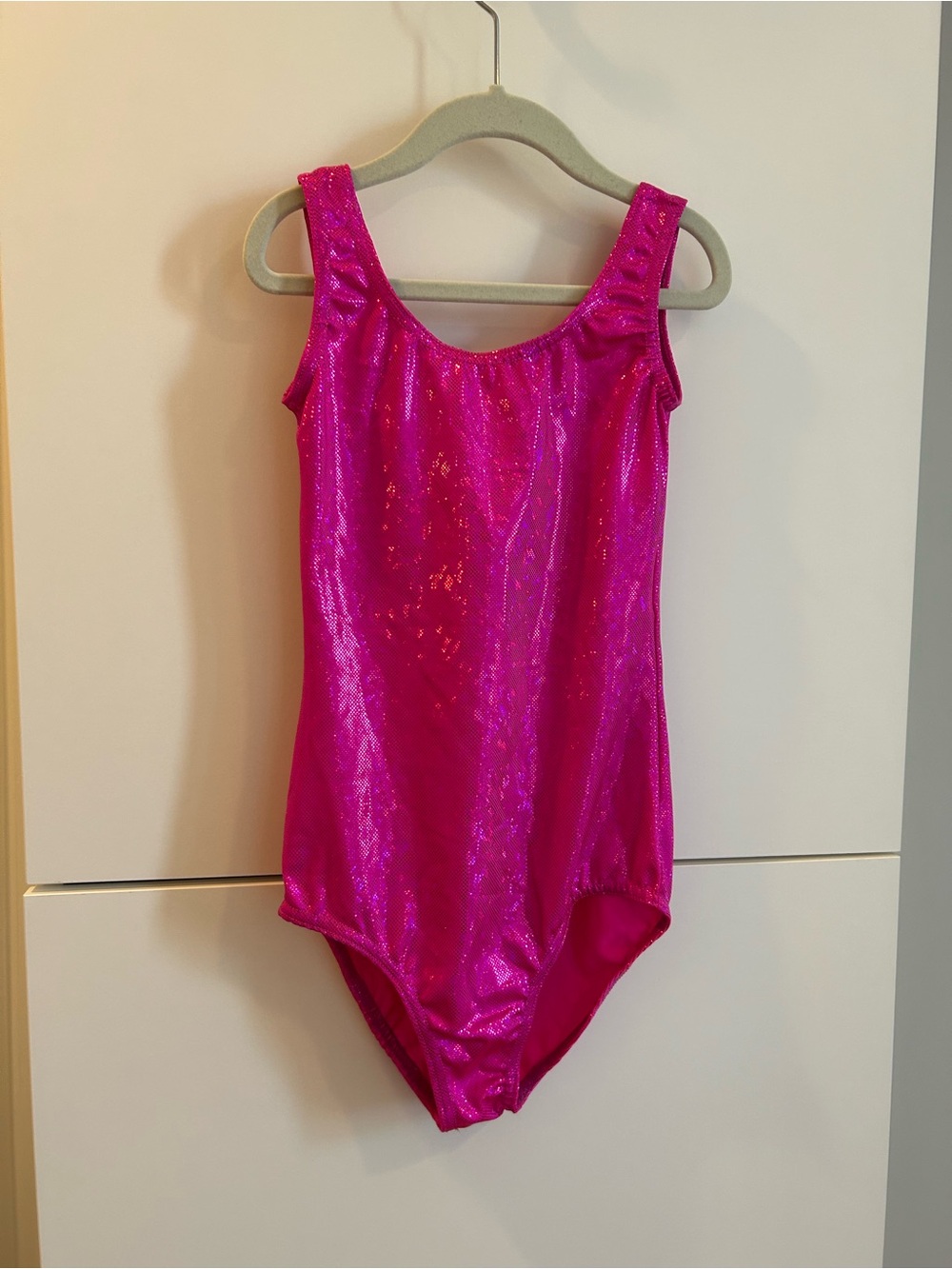Costume Gallery Hot Pink Shimmer Tank Leotard - Child’s Large